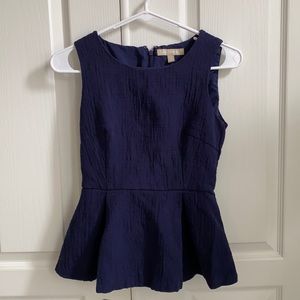 Banana Republic Navy Blue Textured Peplum Top